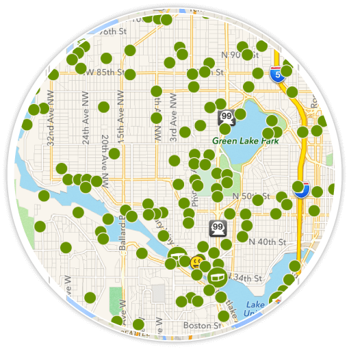The map view that premium members see includes all geocaches hidden in the area.