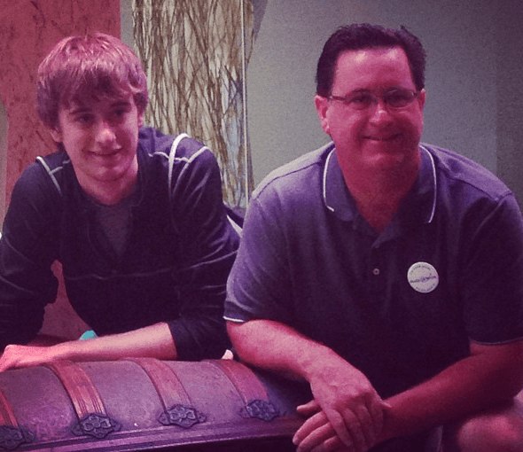 Jared and his dad at Geocaching HQ