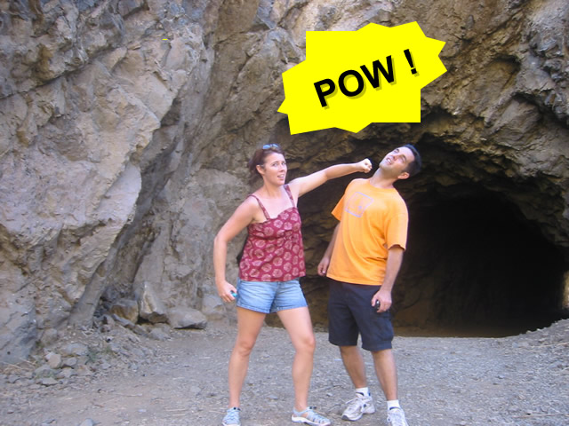 Two geocachers reenacting one of their favorite scenes from the original series. Photo by geocahers Team Afrofish