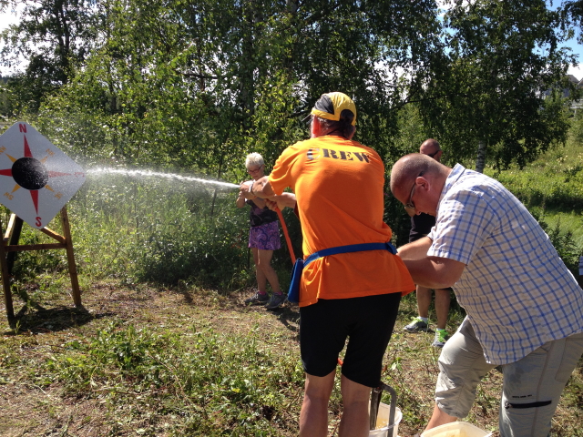Careful aim brings geocache container floating to the top