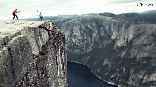 We're not saying you should, but there are quicker ways of getting down from this area than hiking. Gif from the trailer for "I BELIEVE I CAN FLY (FLIGHT OF THE FRENCHIES)" movie by  sebastien montaz-rosset.