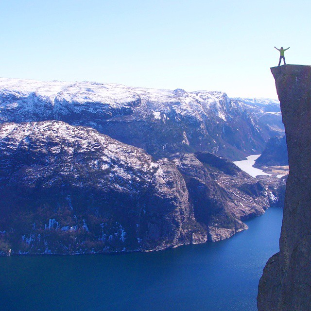 1-6-15 On top of the world! Geocacher "jcnbee" soaks it all in at GCGGHB in Rogaland, Norway. #geocaching #adventure #explore