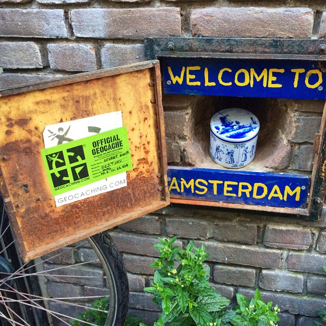 GC2TJKV is a must see if you are visiting the lovely city of #Amsterdam. What looks like an ordinary latched door, is actually a geocache. #geocaching #urban #travel 