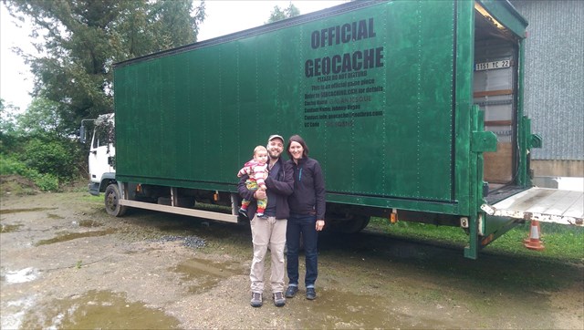 A happy family outside the container. Photo by Les moregans 