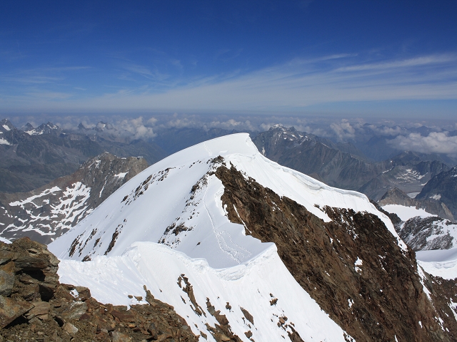 View from Geocache GC12VH6 on the mountain Wildspitze the Geocachers will attempt to find.