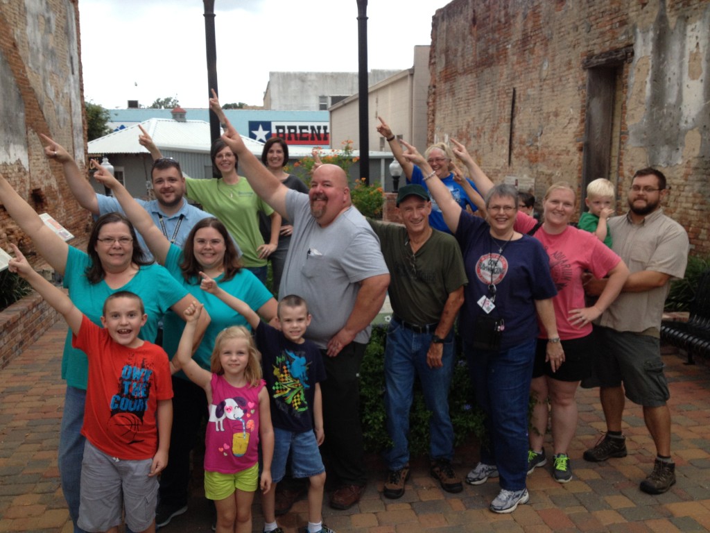 Flash mob event at Toubin Park in downtown Brenham, site of an original cistern