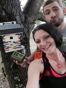 Troopbiz's geocache, Brick By Brick (GC5JB1H), is built completely out of LEGOs! 