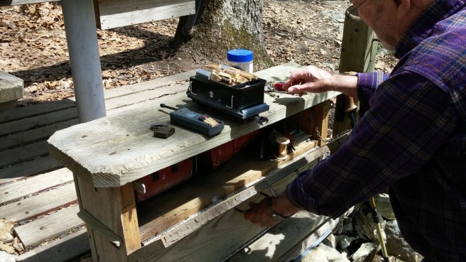 The secure station where the train cars are kept.