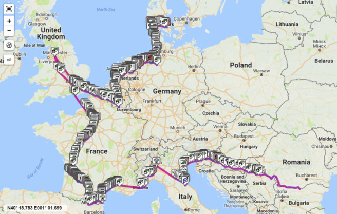 Map of Radu C's route, courtesy of Project-GC