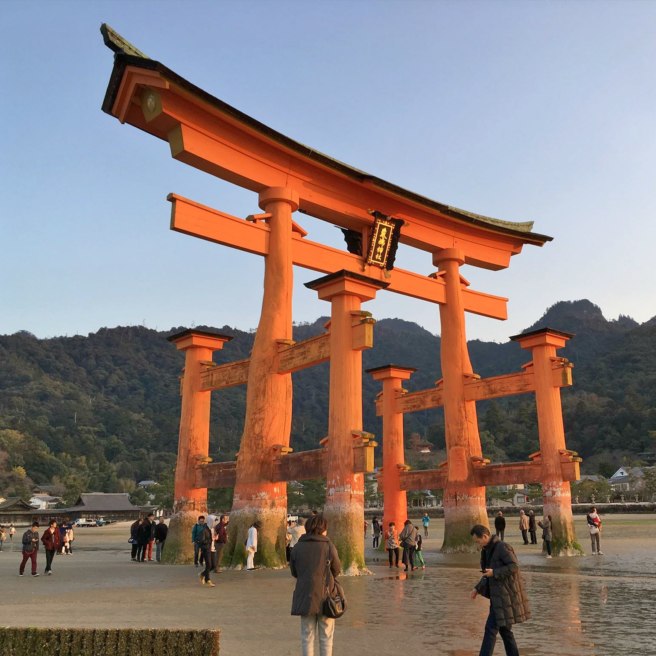 At low tide you can walk right up to the great Torii gate