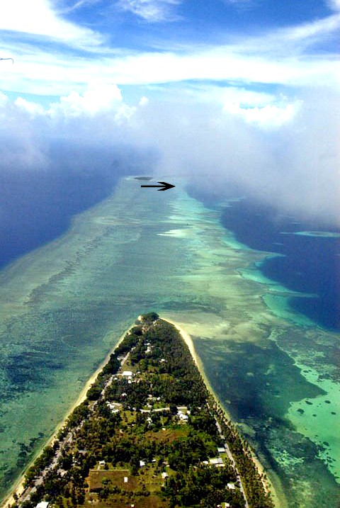 This World War II plane wreck is located in the middle of the Pacific Ocean about 500 miles (800 km) west of the International Date Line near the Majuro atoll as part of the Marshall Islands.