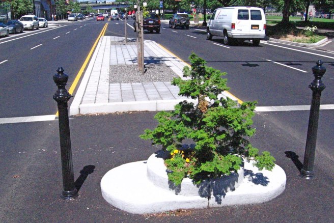 The park is located in the center of a busy parkway